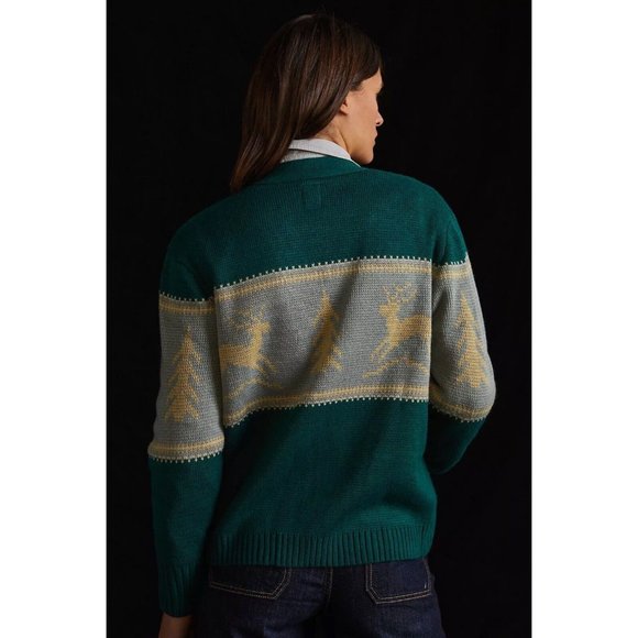 NWOT Anthropologie Tiny Reindeer Cardigan Sweater  Holiday Z453 - Picture 3 of 5
